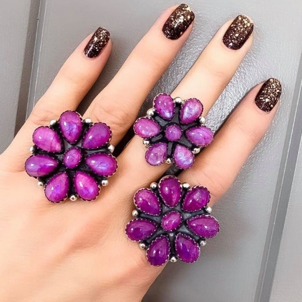 𝅺Pink Moonstone Flower Ring